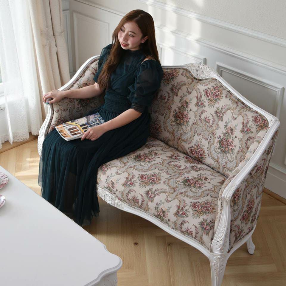 ロココ調 ジュリア 2人掛け ソファ ホワイト 画像6