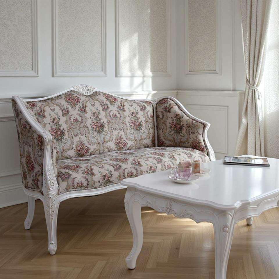 ロココ調 ジュリア 2人掛け ソファ ホワイト 画像16