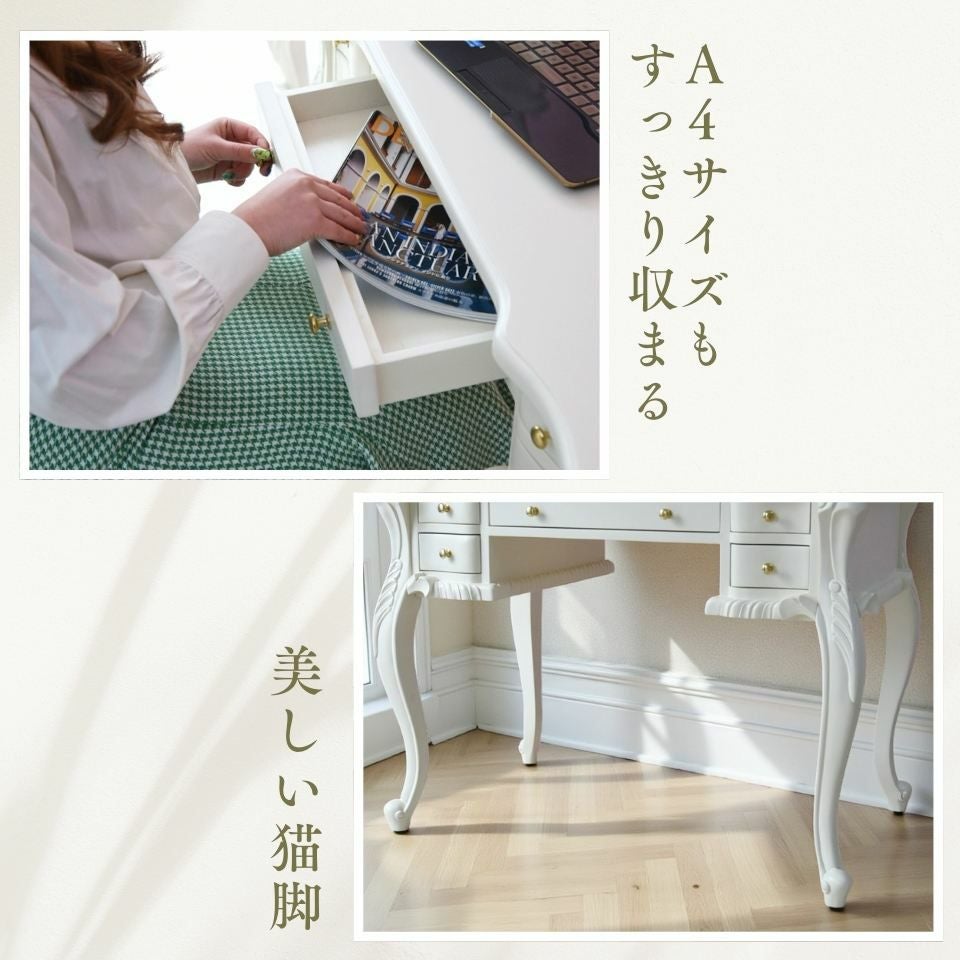 ロココ調 デスク ホワイト 机 画像10