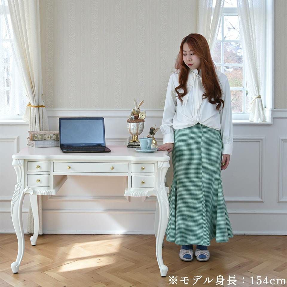 ロココ調 デスク ホワイト 机 画像13