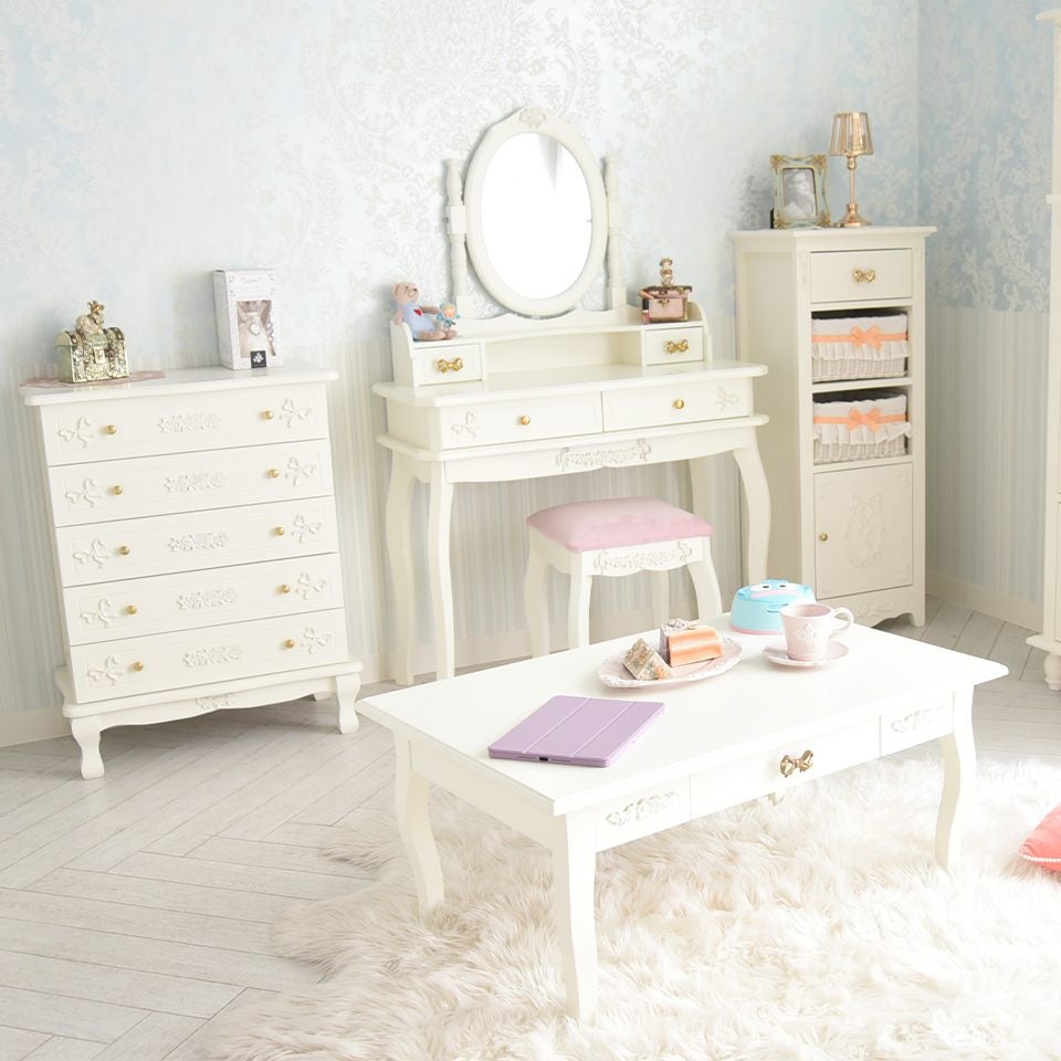 姫系ロココ調 ベッドルーム3点セット 白家具 スノーホワイト 画像12