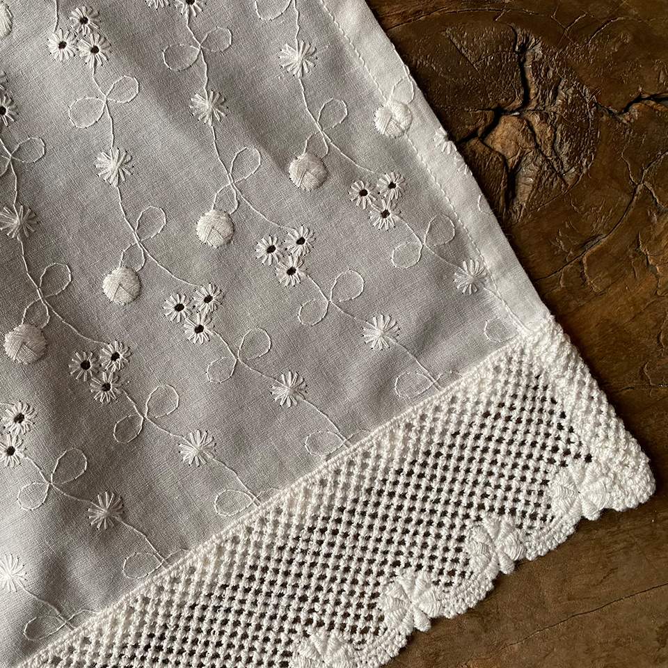 カフェカーテン カーテン オフホワイト レース チュールレース 刺繍 画像2