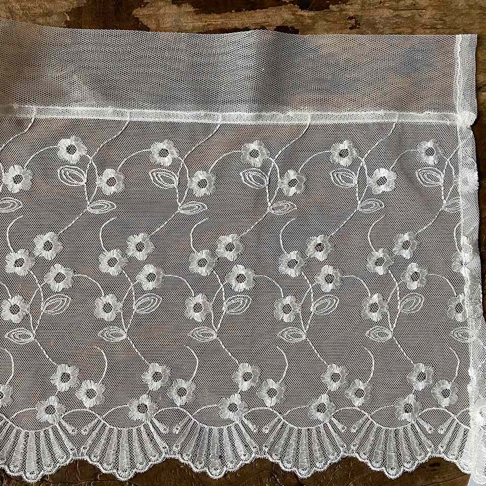 カフェカーテン カーテン オフホワイト レース チュールレース 刺繍 画像2