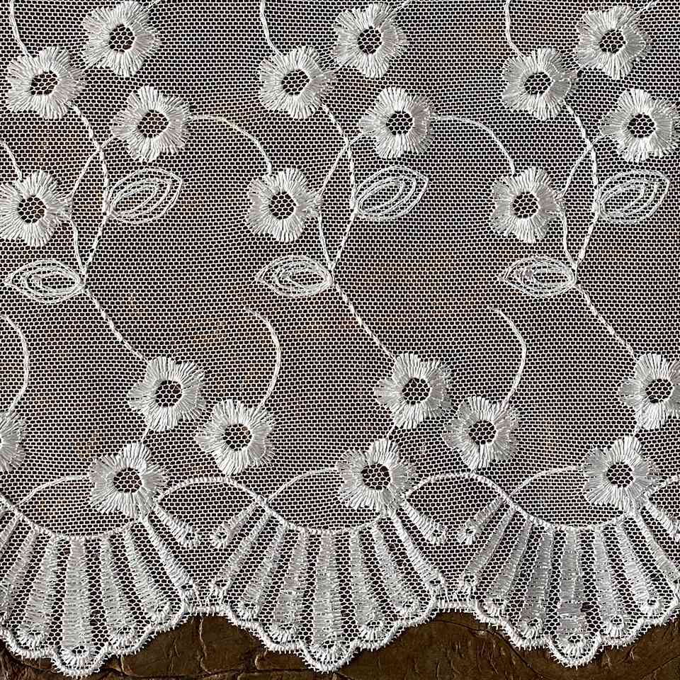 カフェカーテン カーテン オフホワイト レース チュールレース 刺繍 画像3